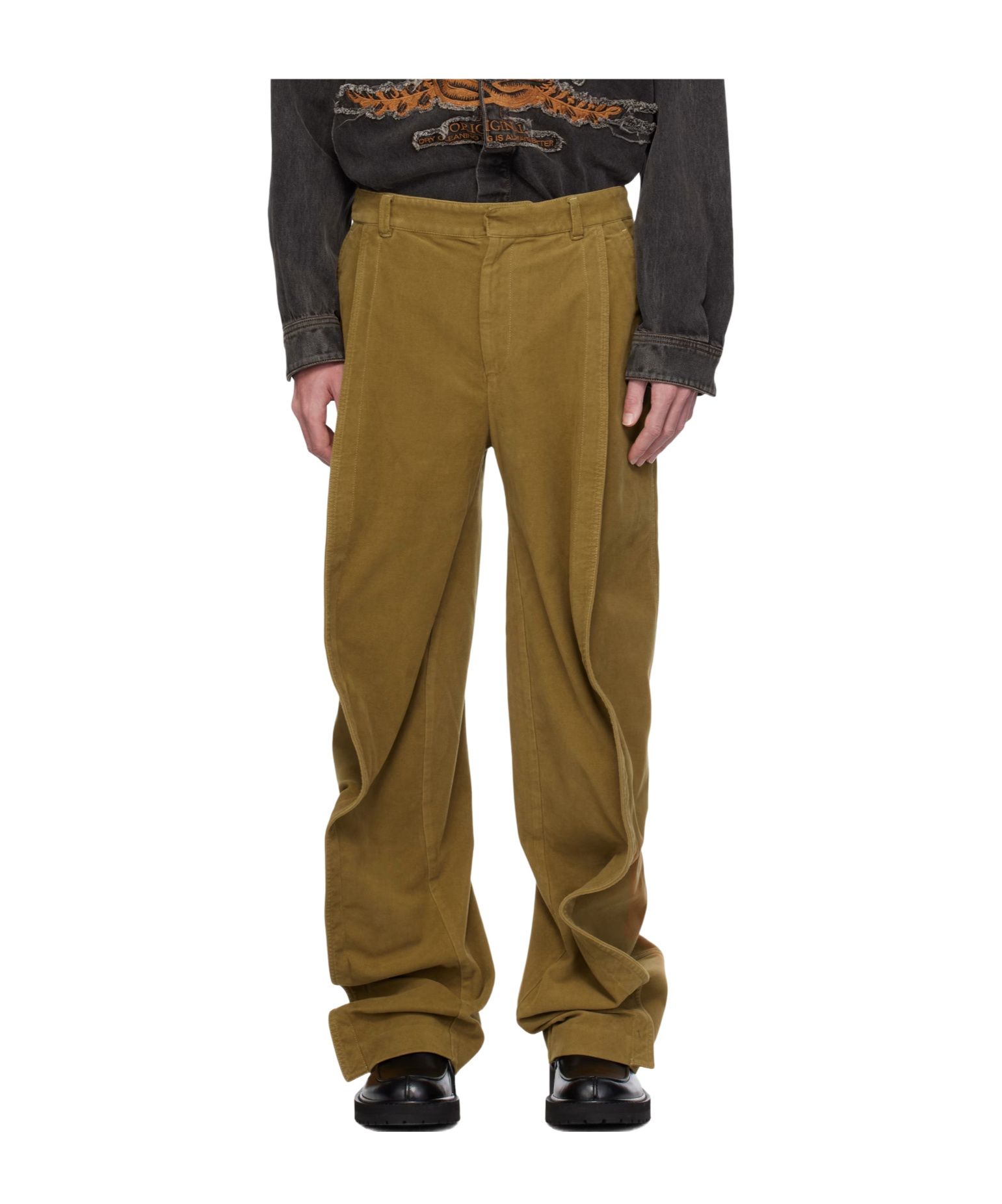 Y/project Beige Banana Trousers In Brown
