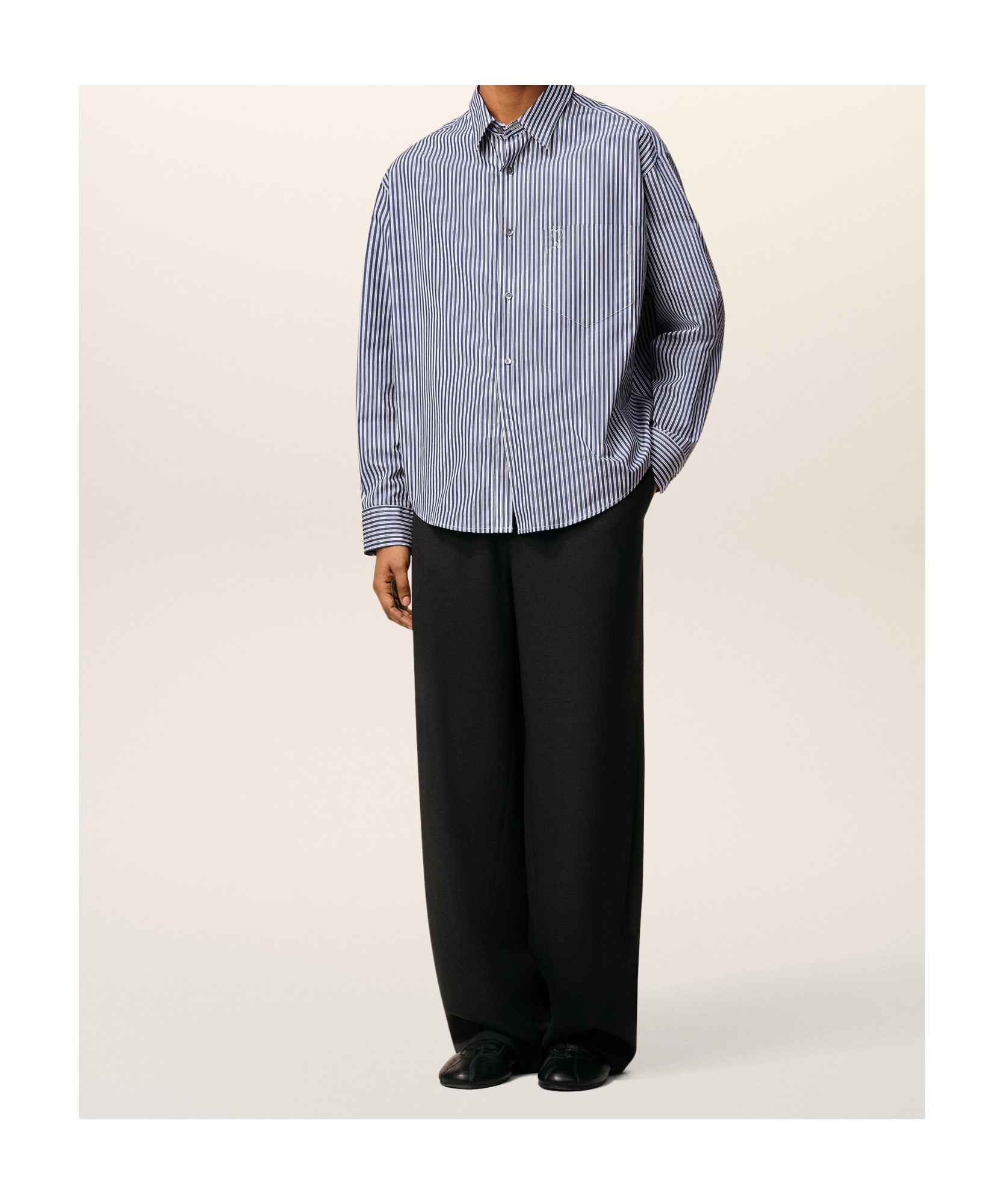 Ami Alexandre Mattiussi Striped Shirt In Gray