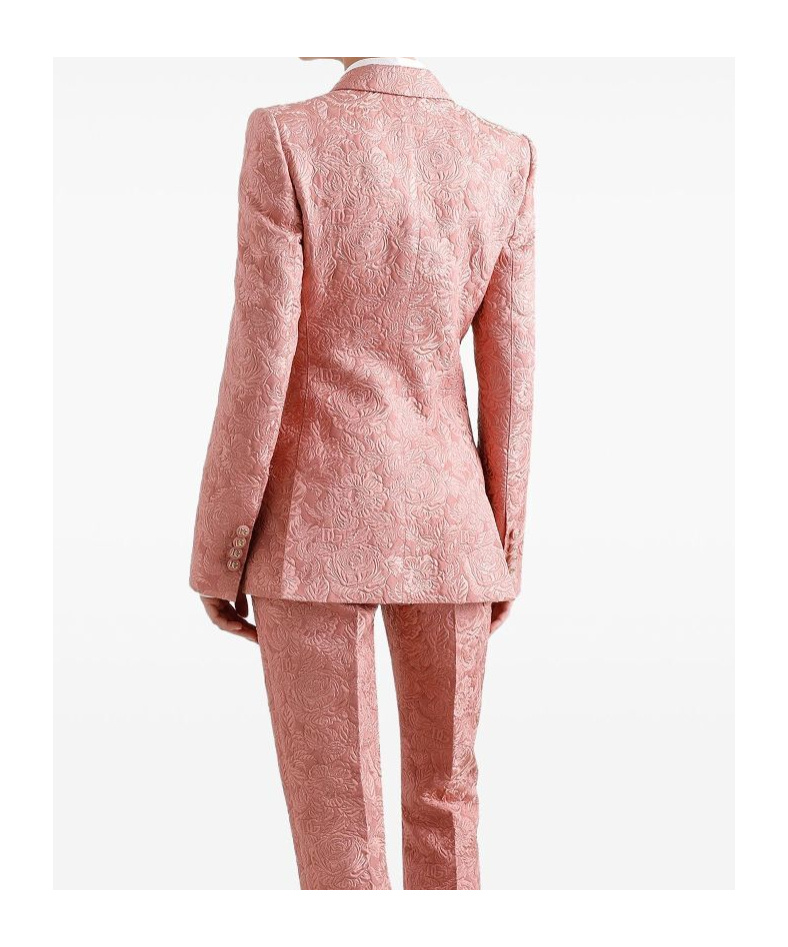 Dolce & Gabbana Quilted Jacquard Turlington Jacket With Floral Pattern In Pink