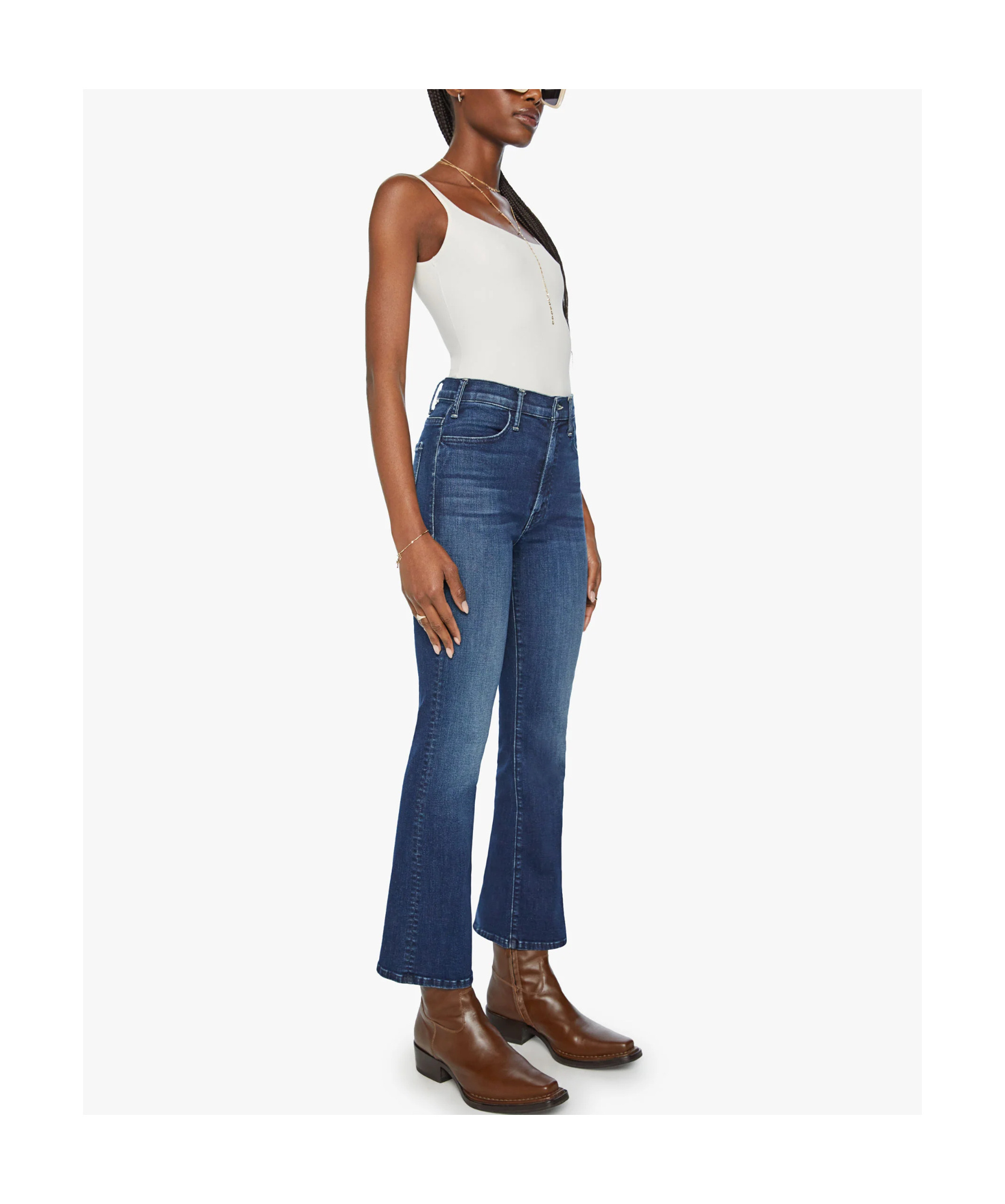 Mother Hustler Ankle Heirloom Jean In Dark-blue Wash In Blue