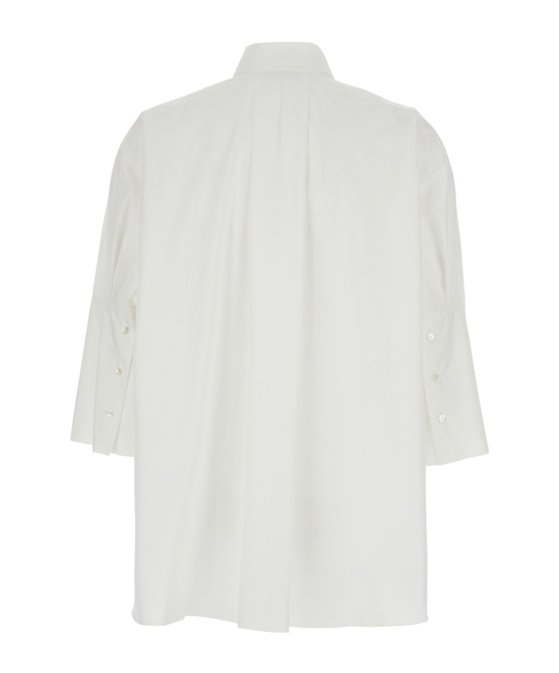 Antonelli White Oversized Shirt With Classic Collar And Three-quarter Sleeves In Cotton Woman