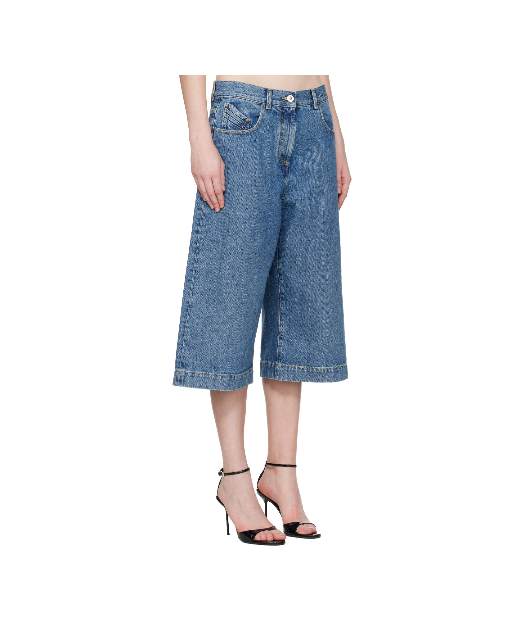 Attico Cropped Jeans In Blue
