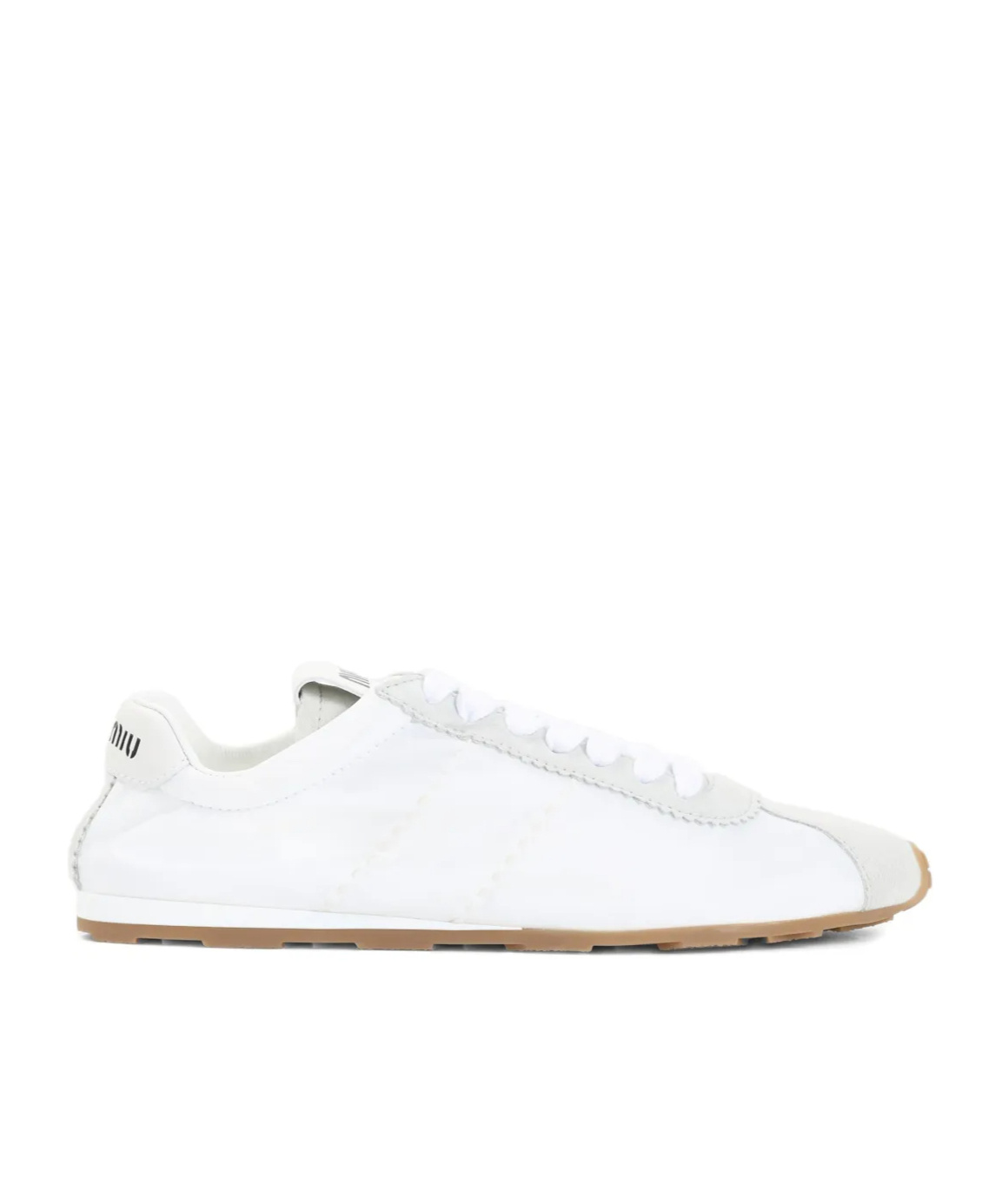 Miu Miu Plume Technical Fabric And Suede Sneakers In White