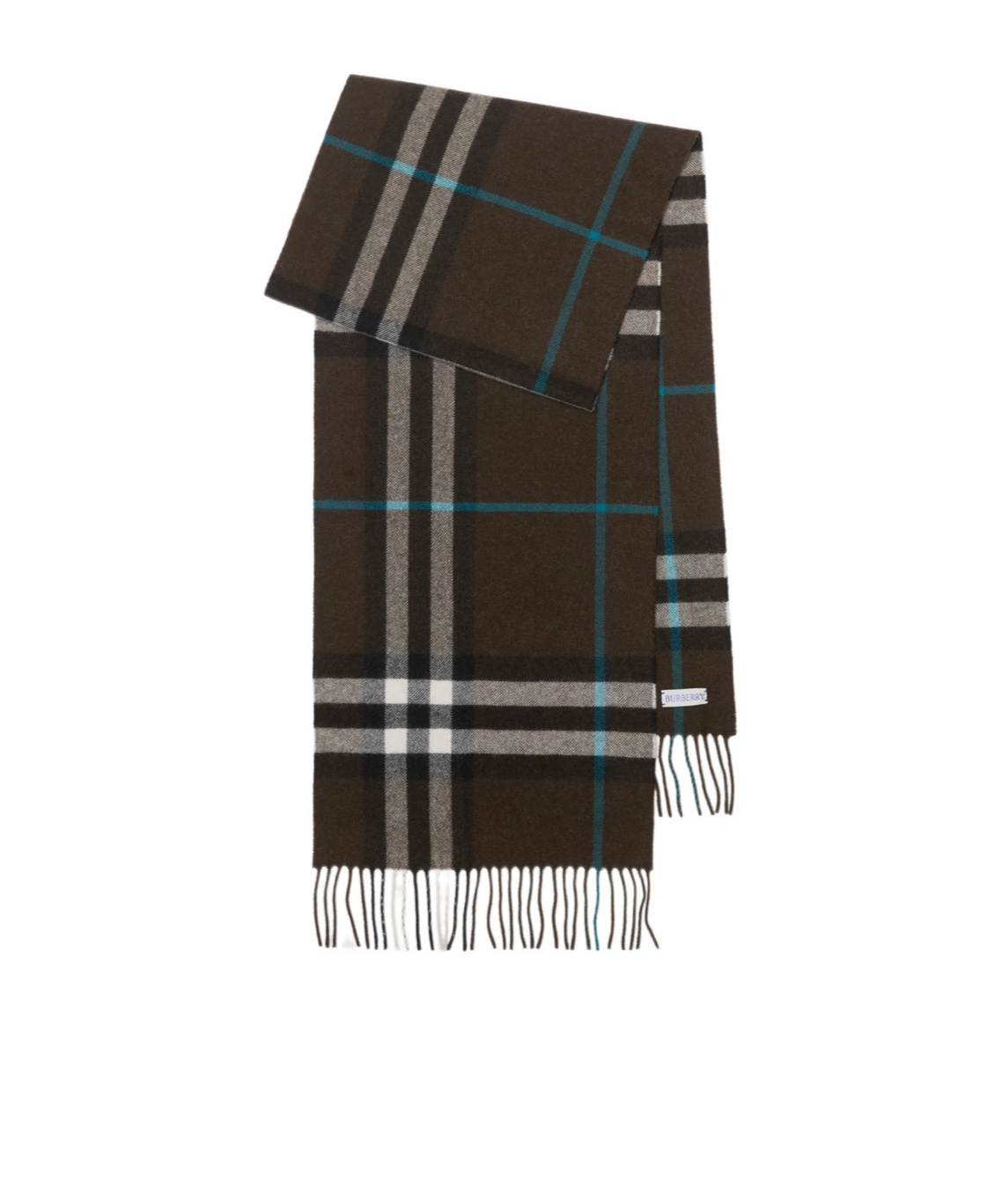 Burberry Checked Fringed Cashmere Scarf In Black