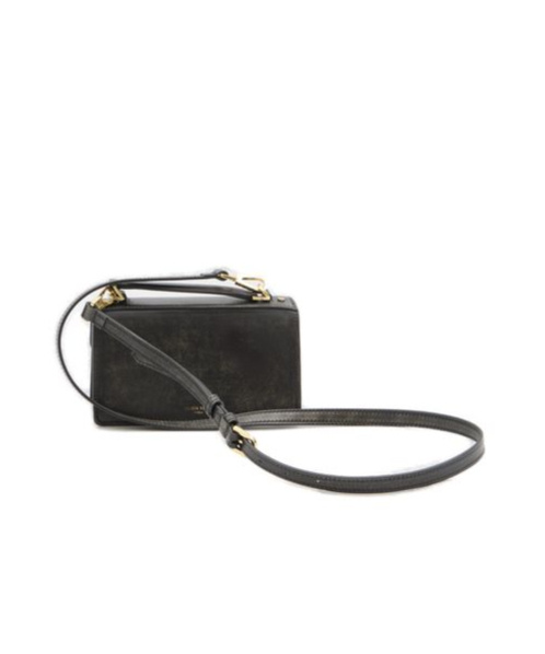 Golden Goose Small Venezia Bag In Black Distressed Leather With Gold Details In Black