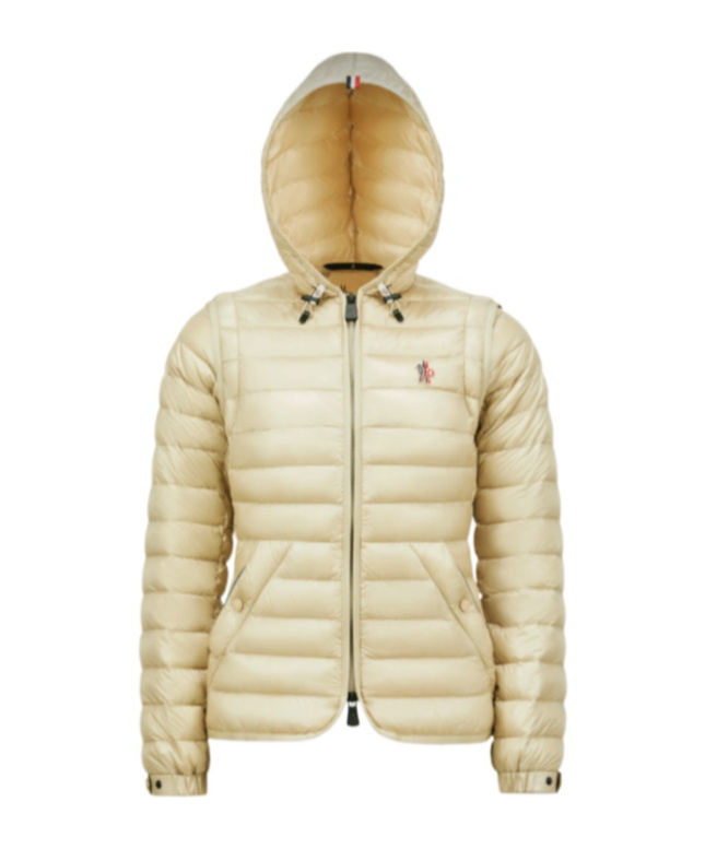 Moncler Karura 2-in-1 Hooded Short Down Jacket Beige In Nude