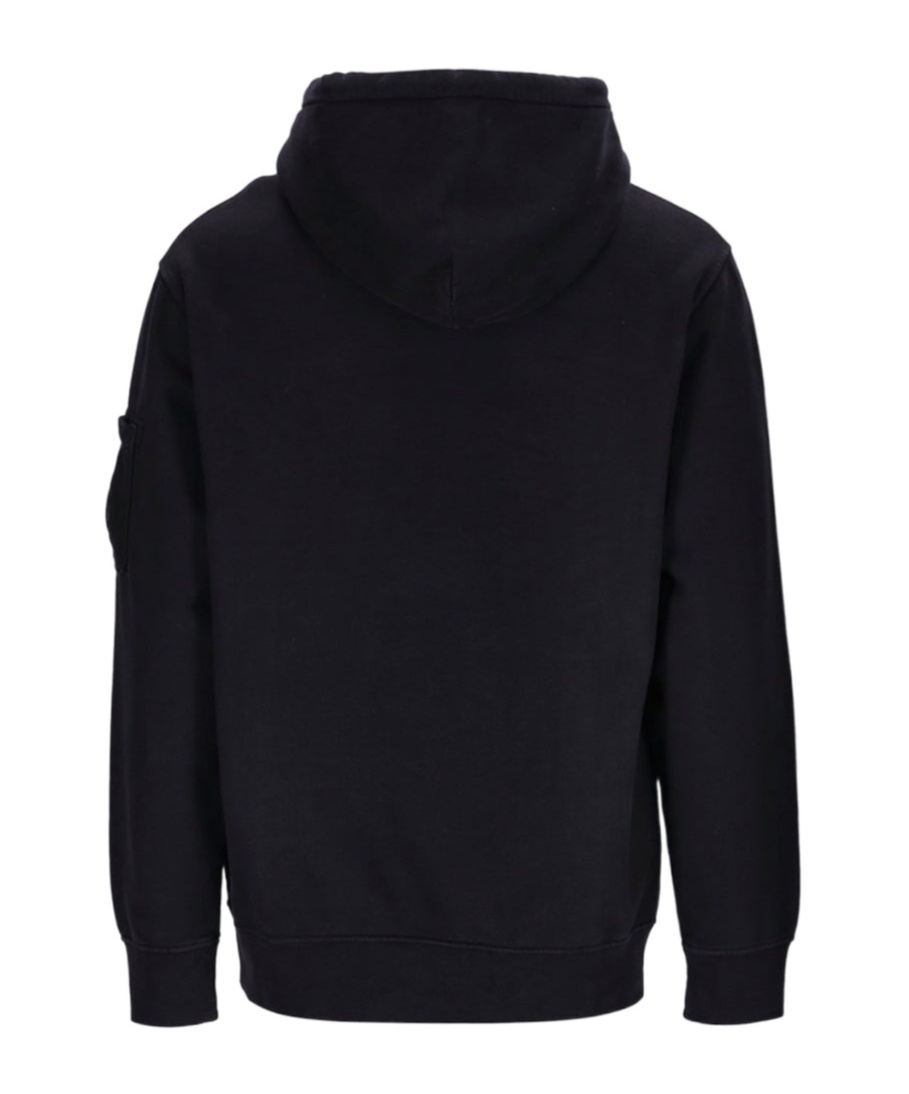 C.p. Company Classic Black Hoodie With Kangaroo Pocket And Signature Detail In Black