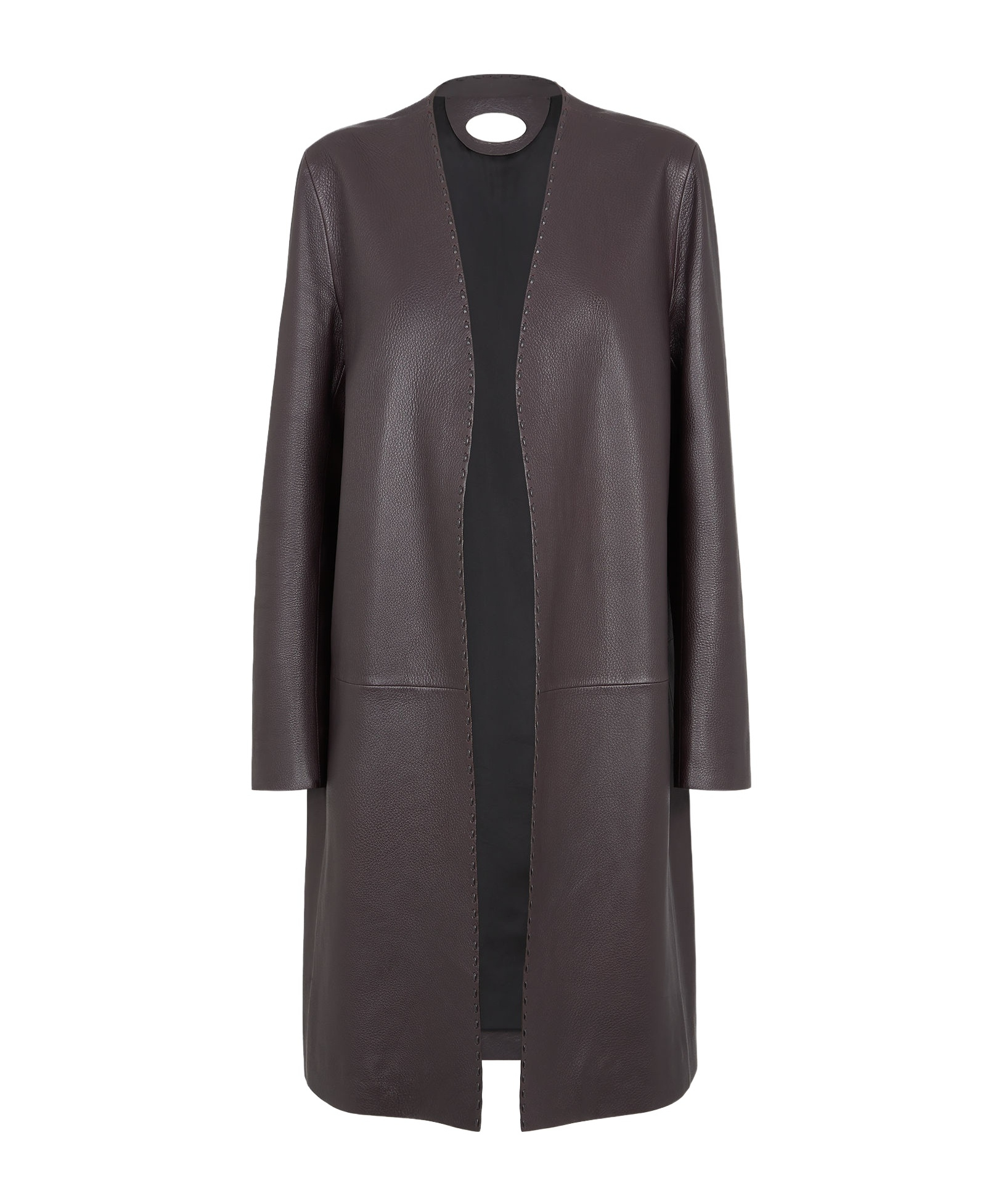Fendi Long-sleeved Coat In Black