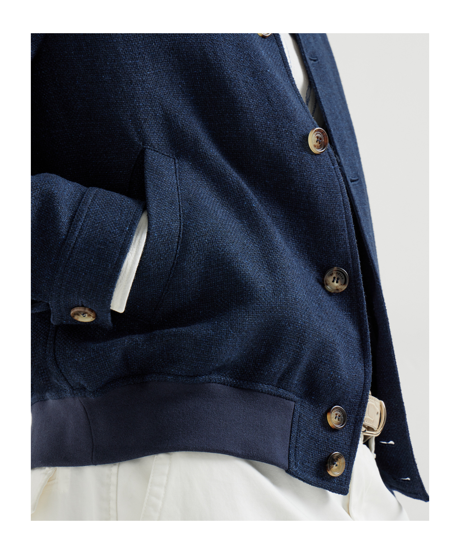 Brunello Cucinelli Button Hopsack Shirt Jacket In Blue