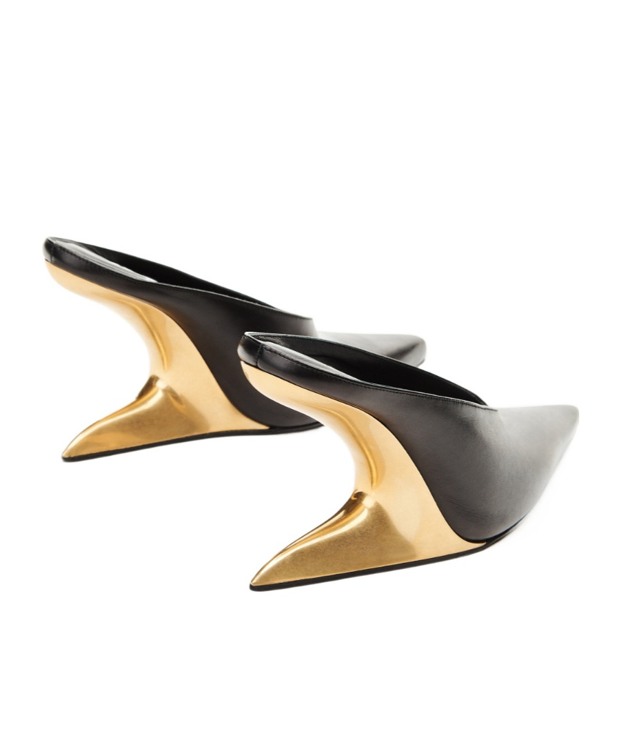 Alexander Wang Black Leather Boomerang Wedge Heel In Black