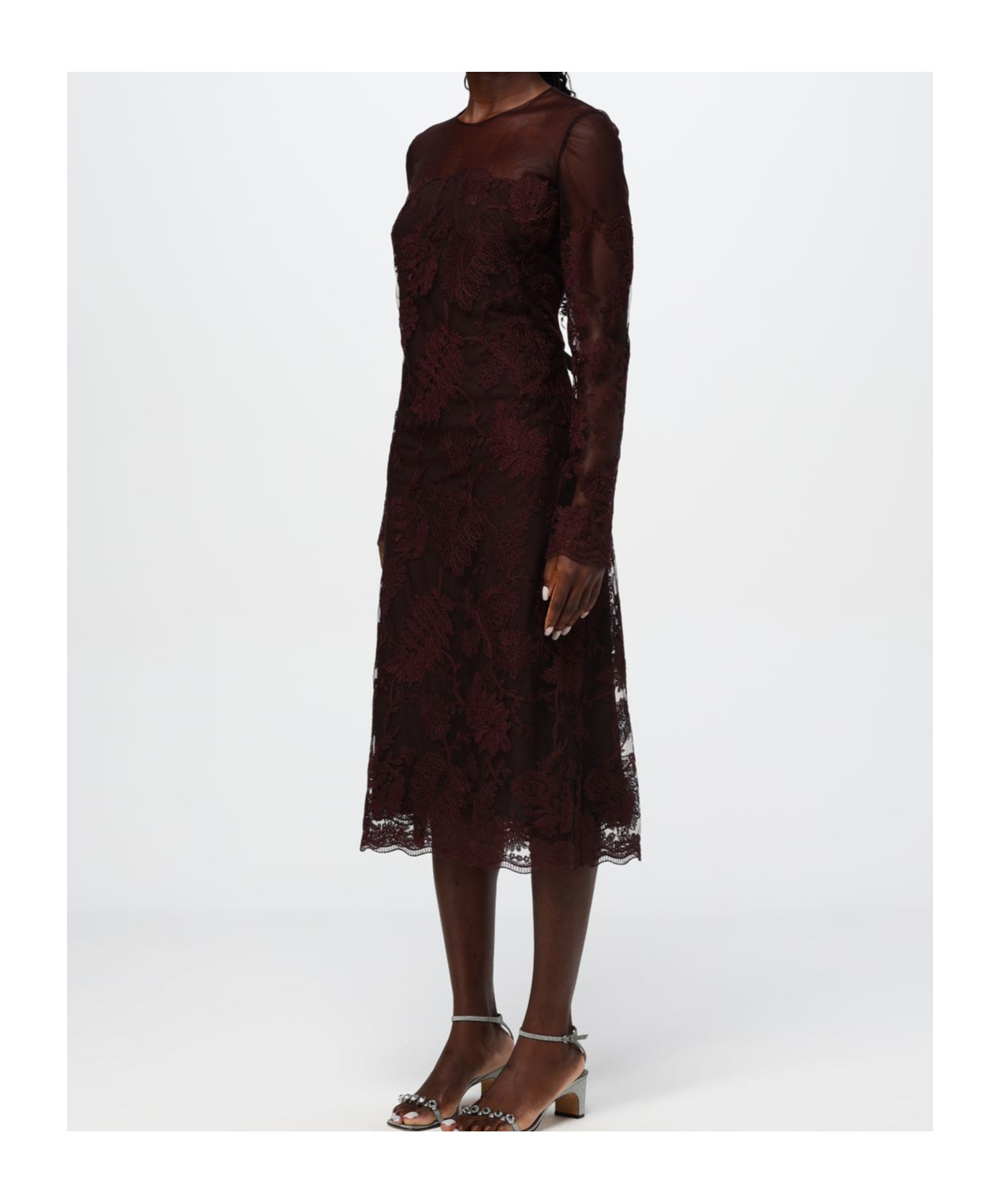 Ermanno Scervino Long-sleeved Lace Dress In Black