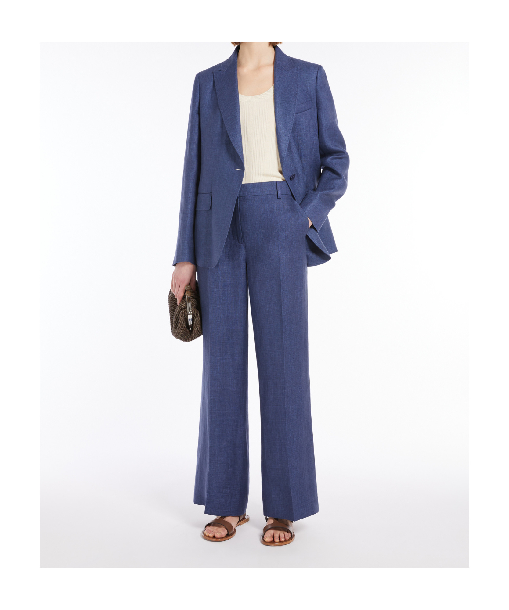 Weekend Max Mara "malizia Linen Nattè In Navy Blue