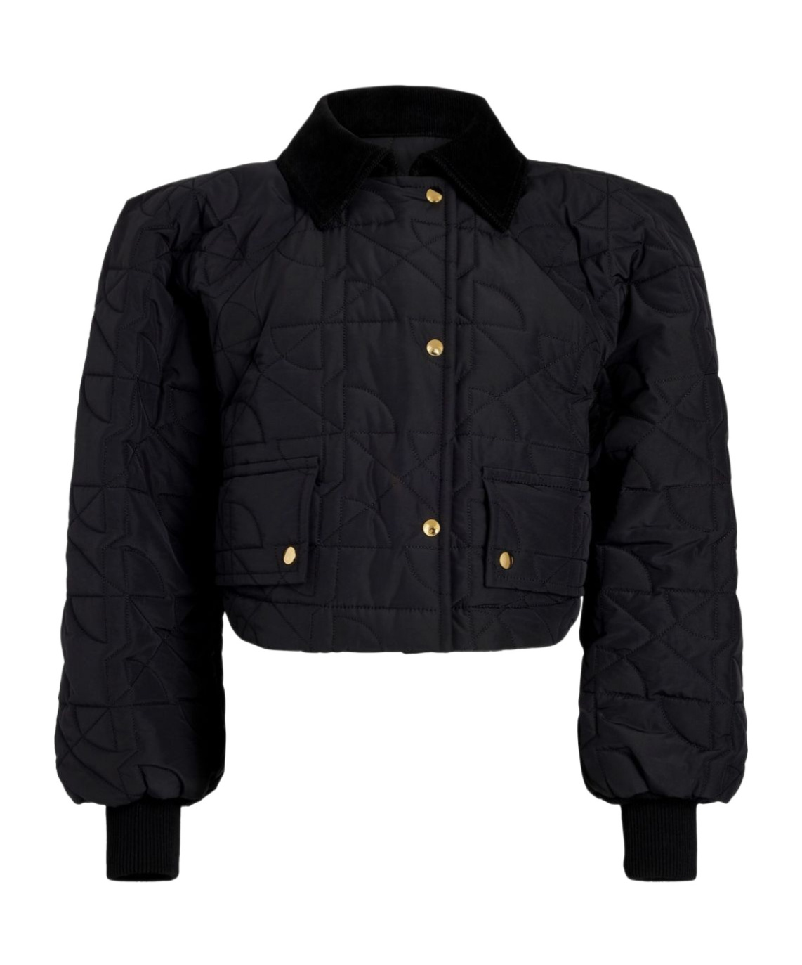 Shop Patou Quilted Recycled-nylon Cropped Jacket In Black