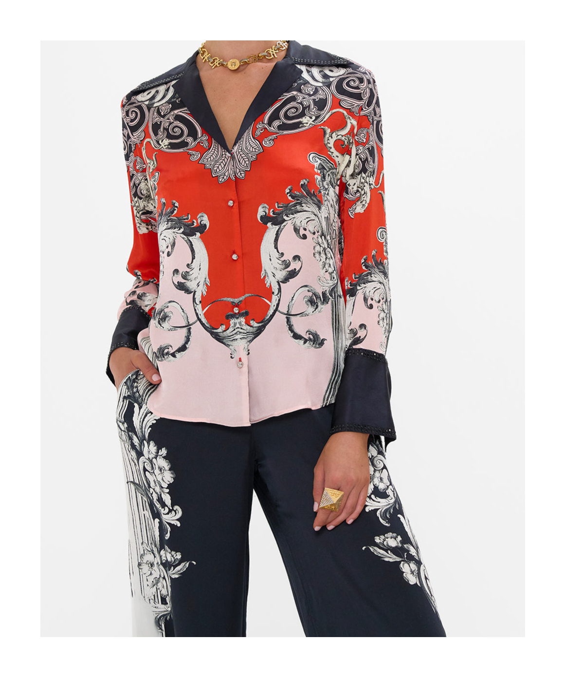 Camilla Pyjama Shirt Mark Of Medusa In Multicolor