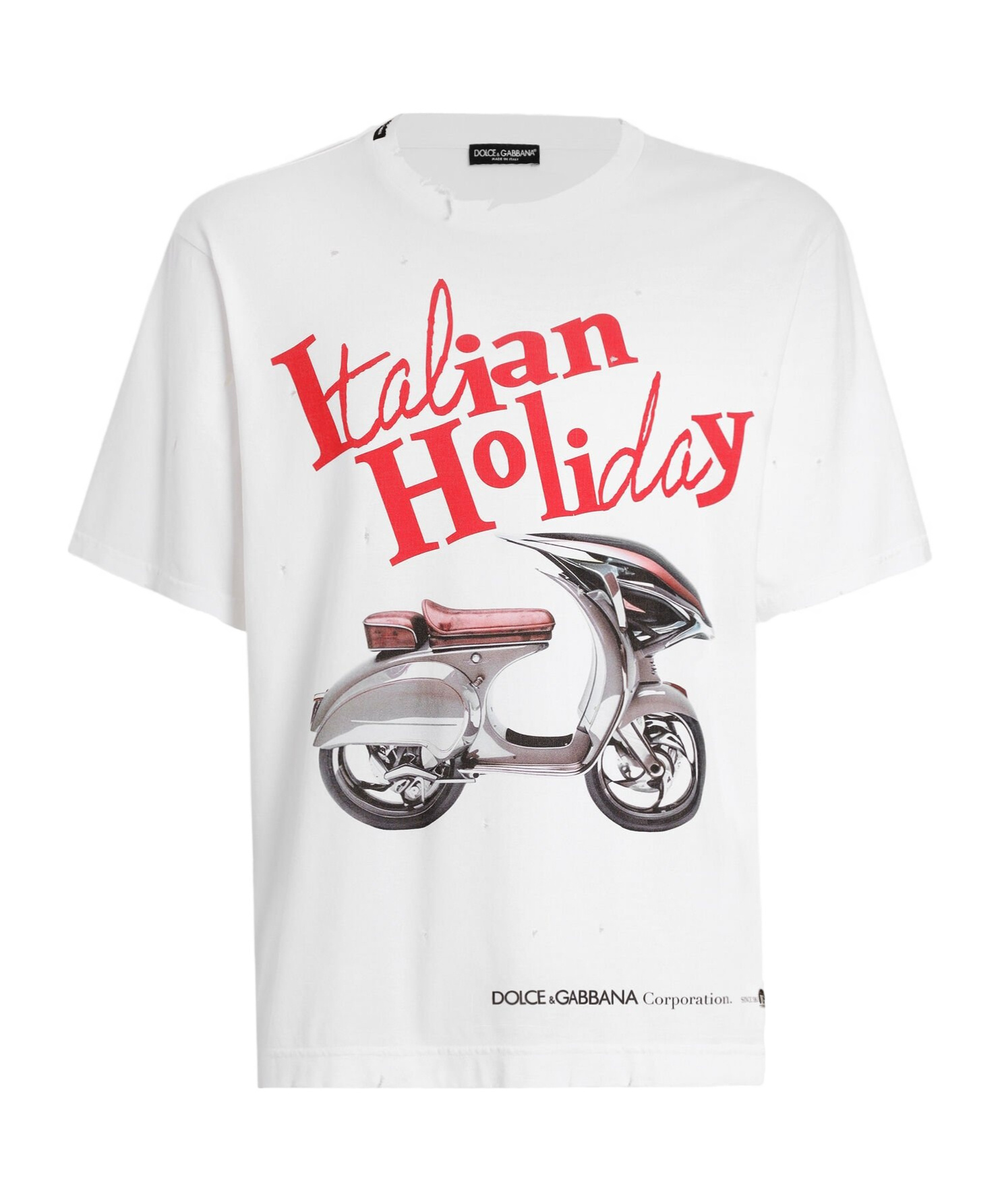 Dolce & Gabbana Cotton T-shirt With Vespa Print In White