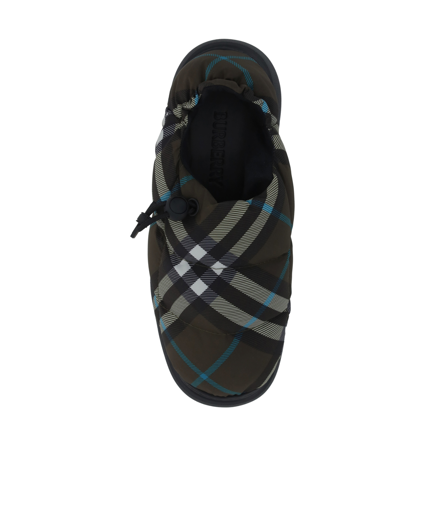 Burberry Brown Check Nylon Pillow Loafers In Green
