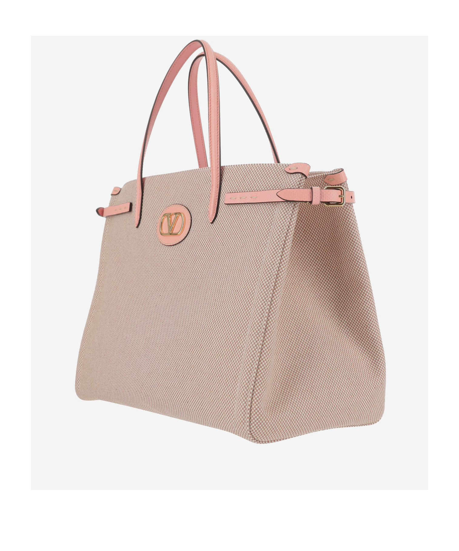 Valentino Antibes Canvas And Karung Shopping Tote Bag In Nude