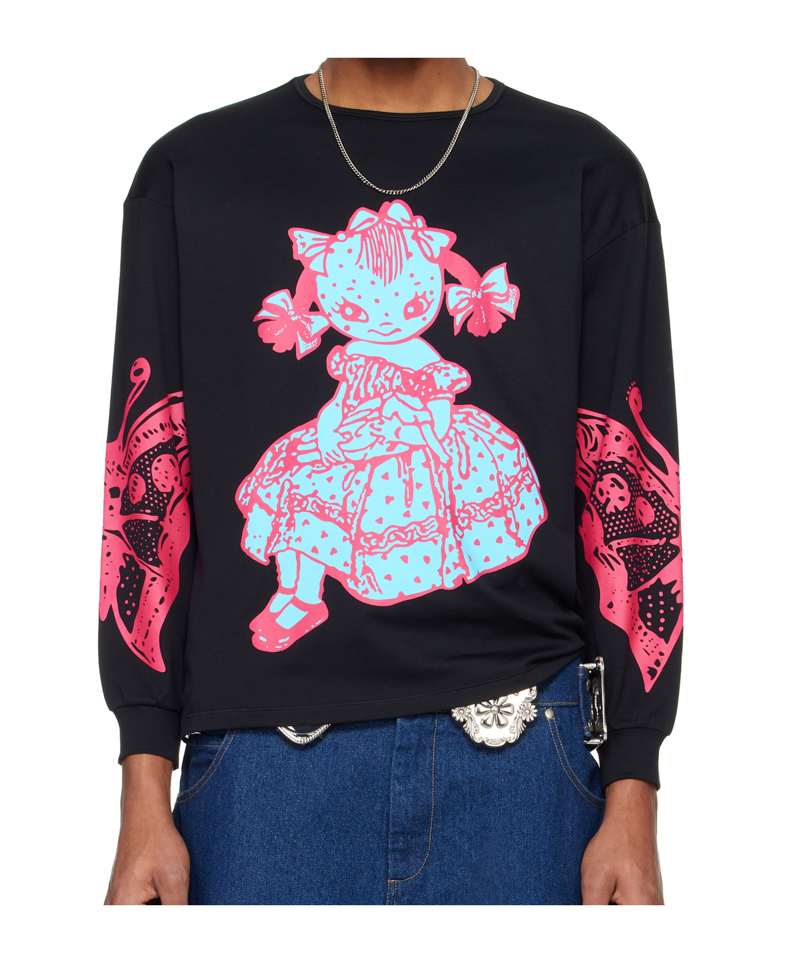 Chopova Lowena Black Dotty Oversized Jersey T-shirt In Black