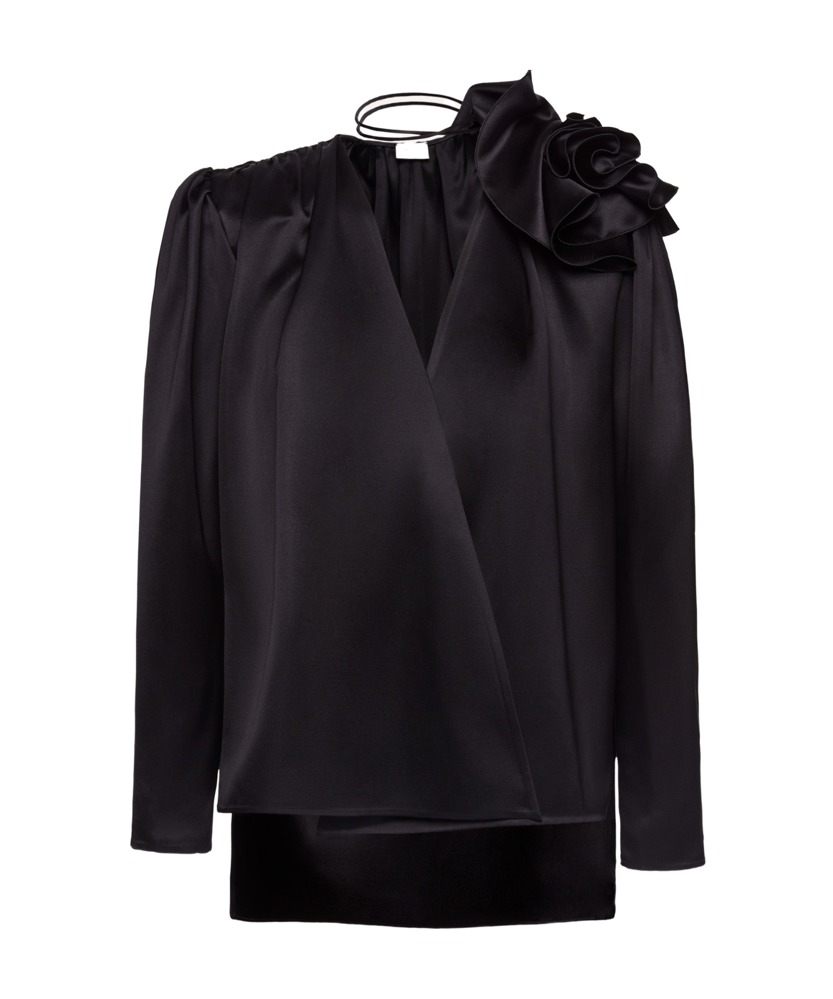 Magda Butrym Draped Floral V-neck Blouse In Black