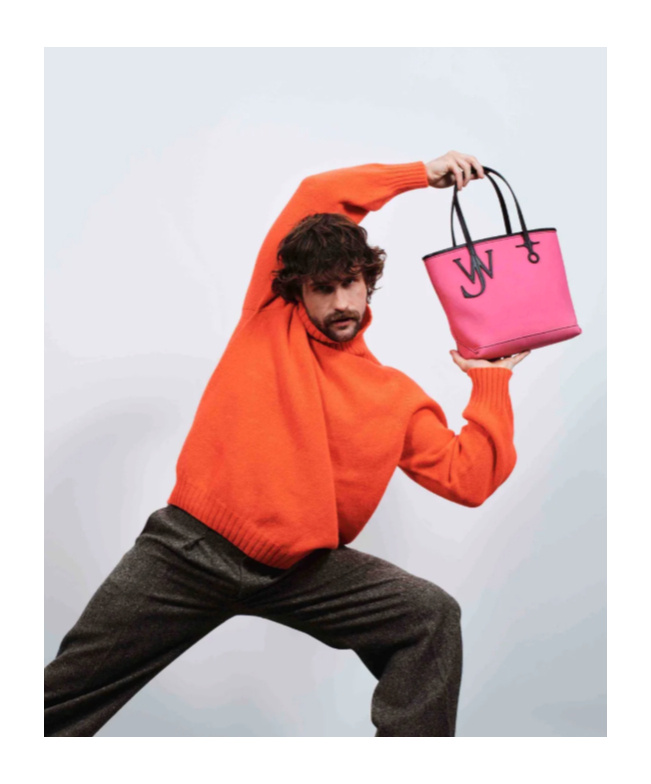 Jw Anderson Small Anchor Canvas  Leather Tote In Pink In Pink