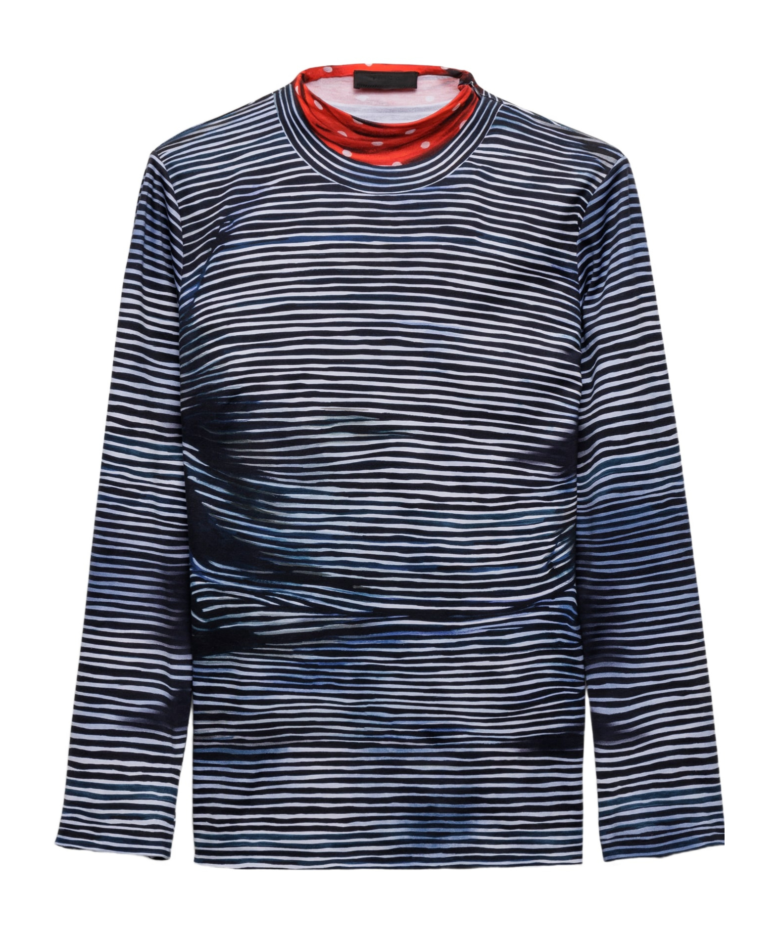 Prada Cotton Turtleneck Sweater In Blue/white