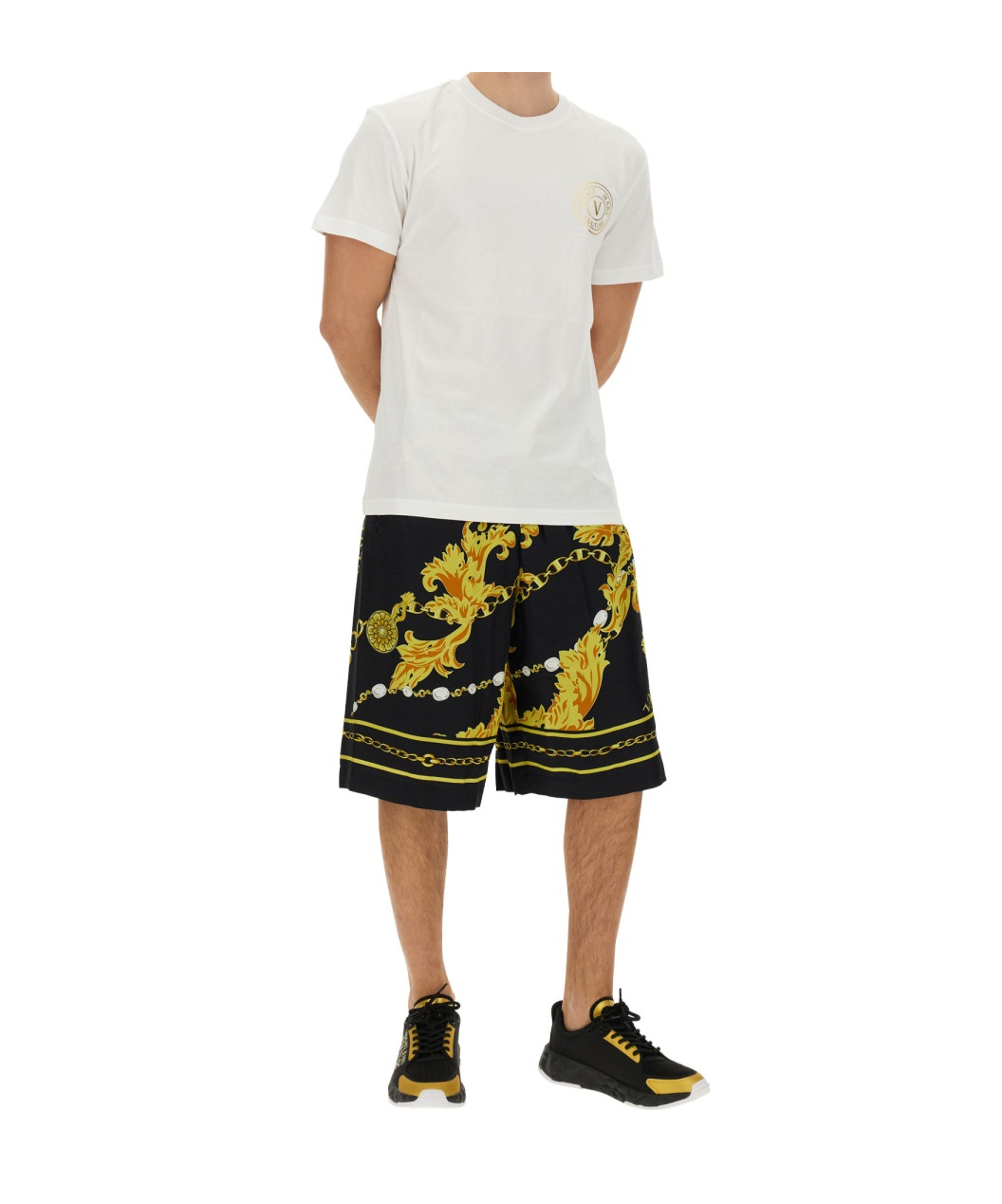Versace Jeans Barocco-print Track Shorts In Black