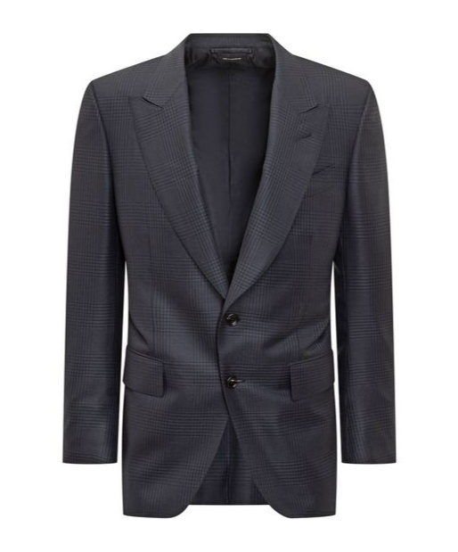 Tom Ford Single Breasted Checked Jacket In Gray