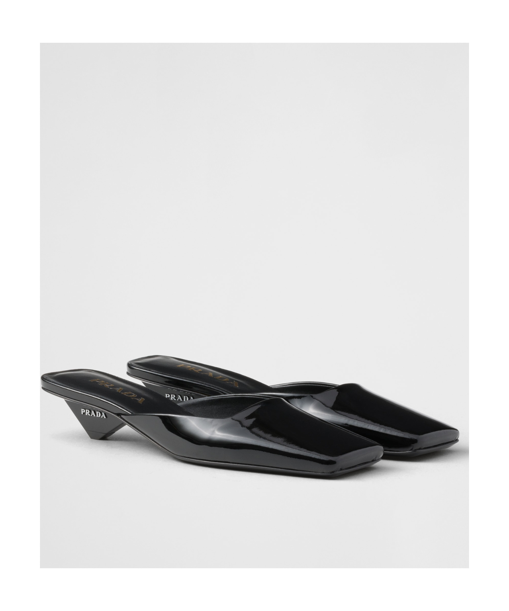 Prada Satin Square-toe Ballerina Mule Pumps In Black