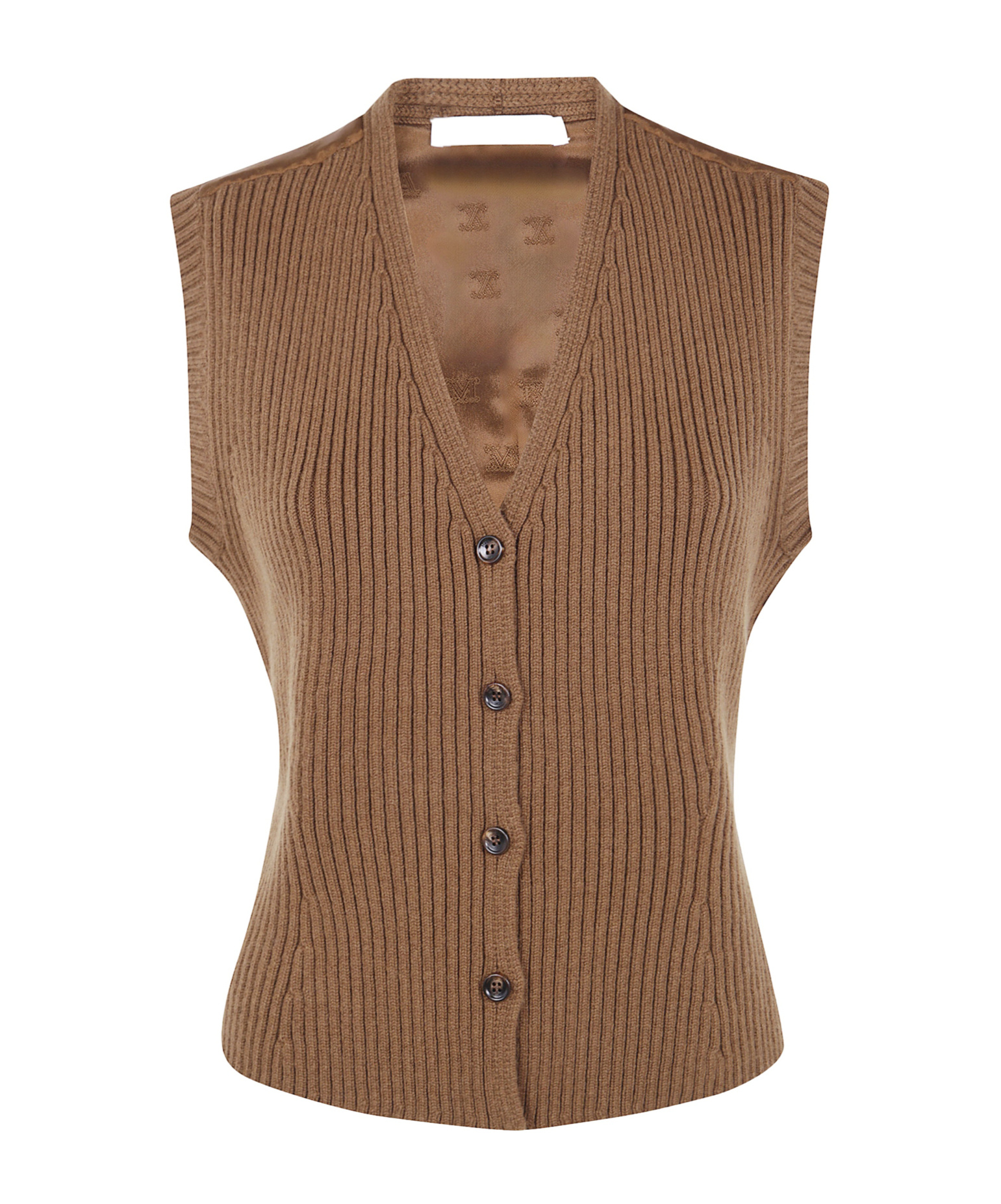 Max Mara V-neck Sleeveless Vest In Brown