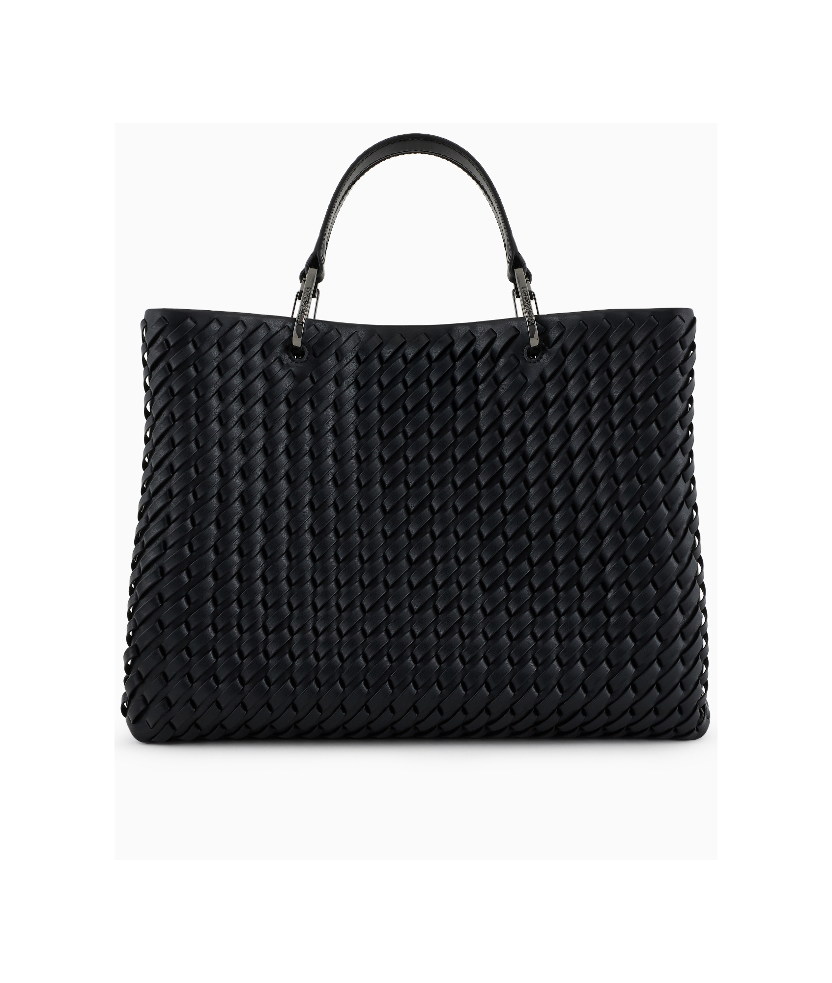Shop Emporio Armani Interwoven Tote Bag In Black