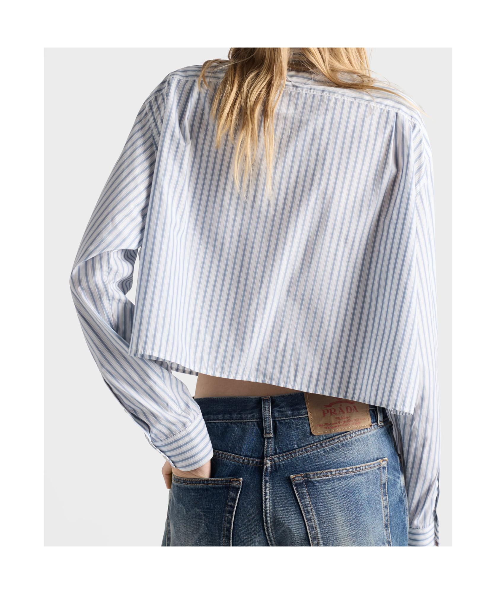 Prada Womens Light Blue Striped Cotton Poplin Shirt In Blue