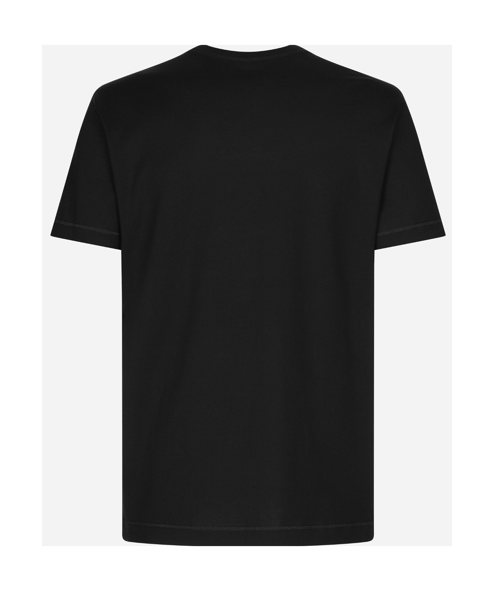 Dolce & Gabbana Black Crewneck T-shirt With Signature Logo In Cotton Man In Black