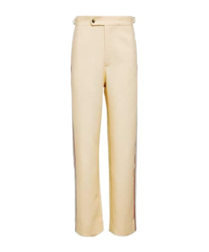 Bode Stria Beaded Cotton Straight Pants In Neutral
