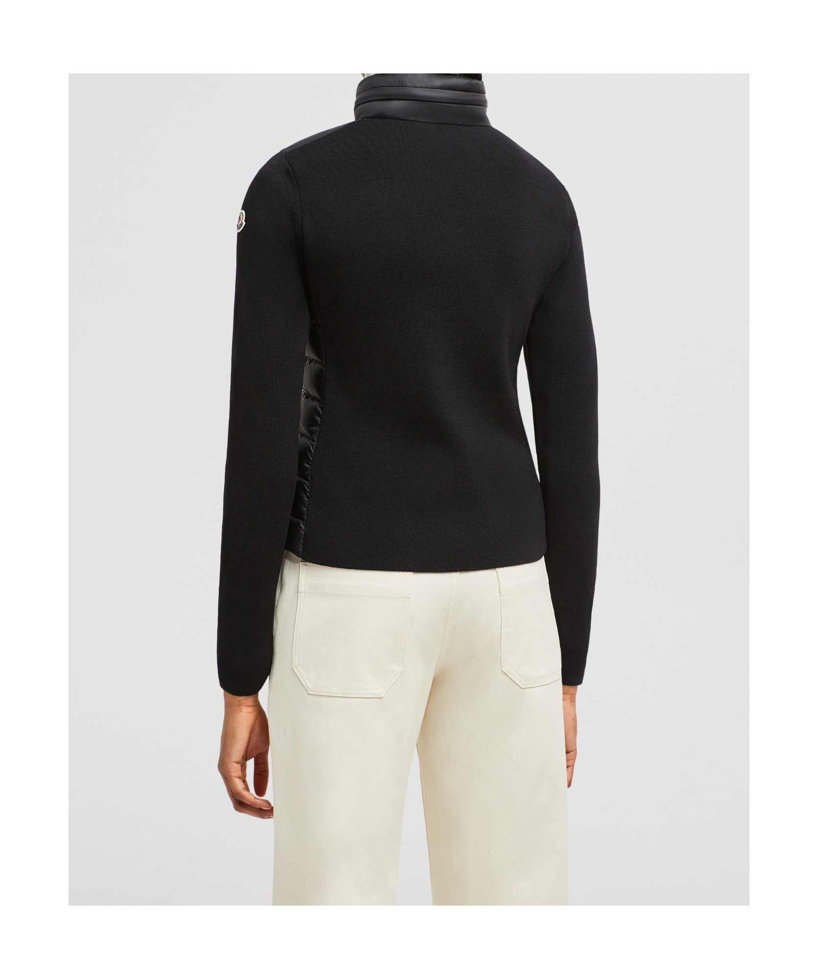 Moncler Padded Wool-blend Cardigan In Black