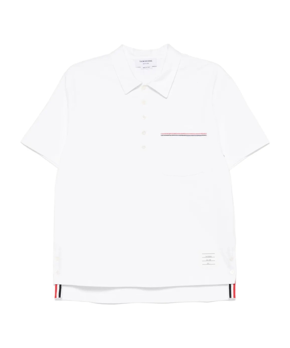 Thom Browne Rwb Trim Jersey Polo Short In White