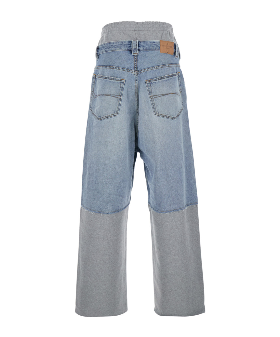 Balenciaga Men Light Blue Denim And Grey Fleece Trousers In Blue