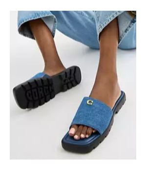 Shop Coach Florence Sandal In Dark Blue