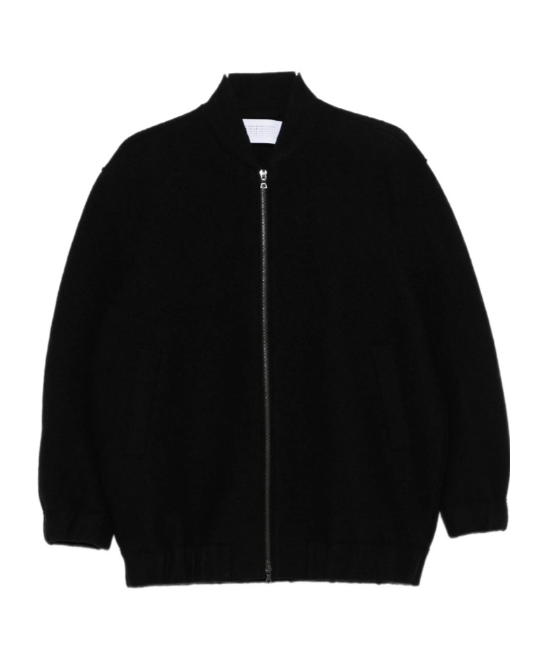 Harris Wharf London Zip-front Balloon-sleeve Jacket In Black