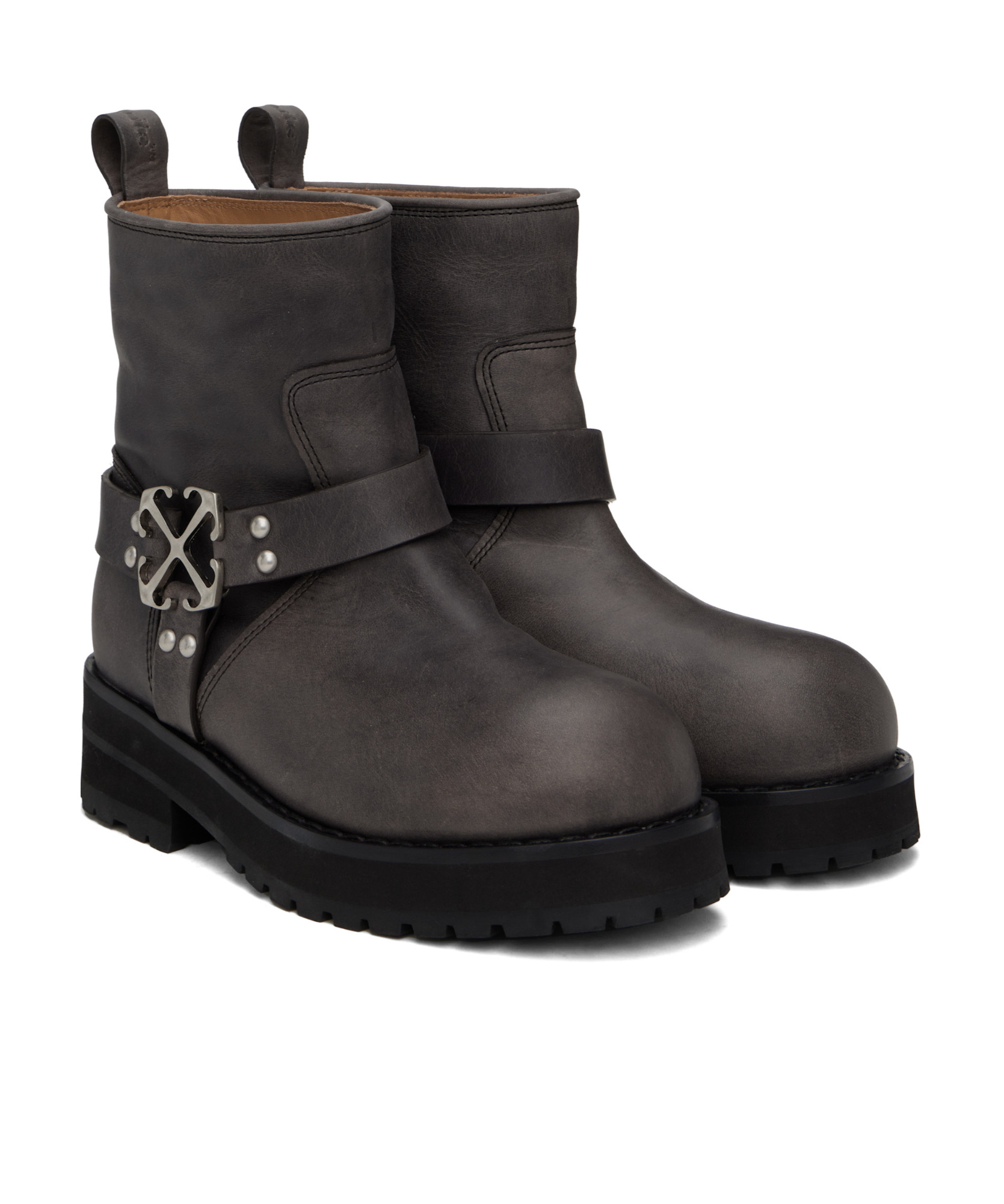 Off-white Gray Off Track Boots In Black