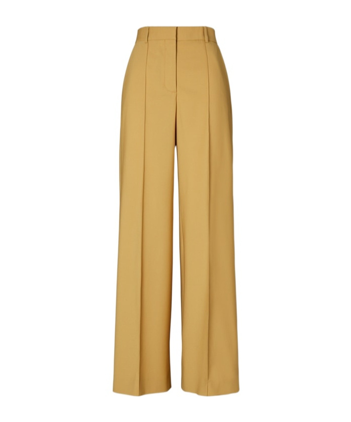 Shop Tory Burch Pleated Wide-leg Trousers In Yellow