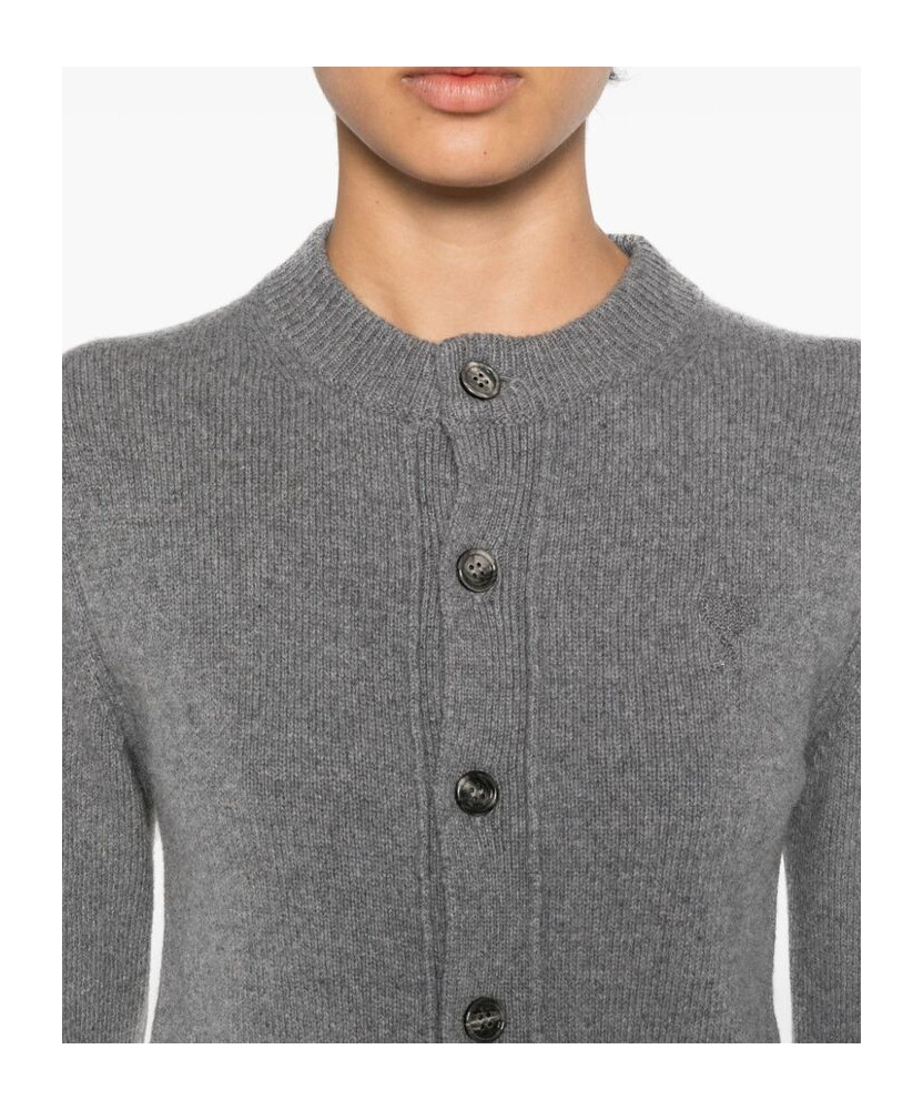 Ami Alexandre Mattiussi Ami Paris Ami Paris De Coeur Cashmere Cardigan In Gray