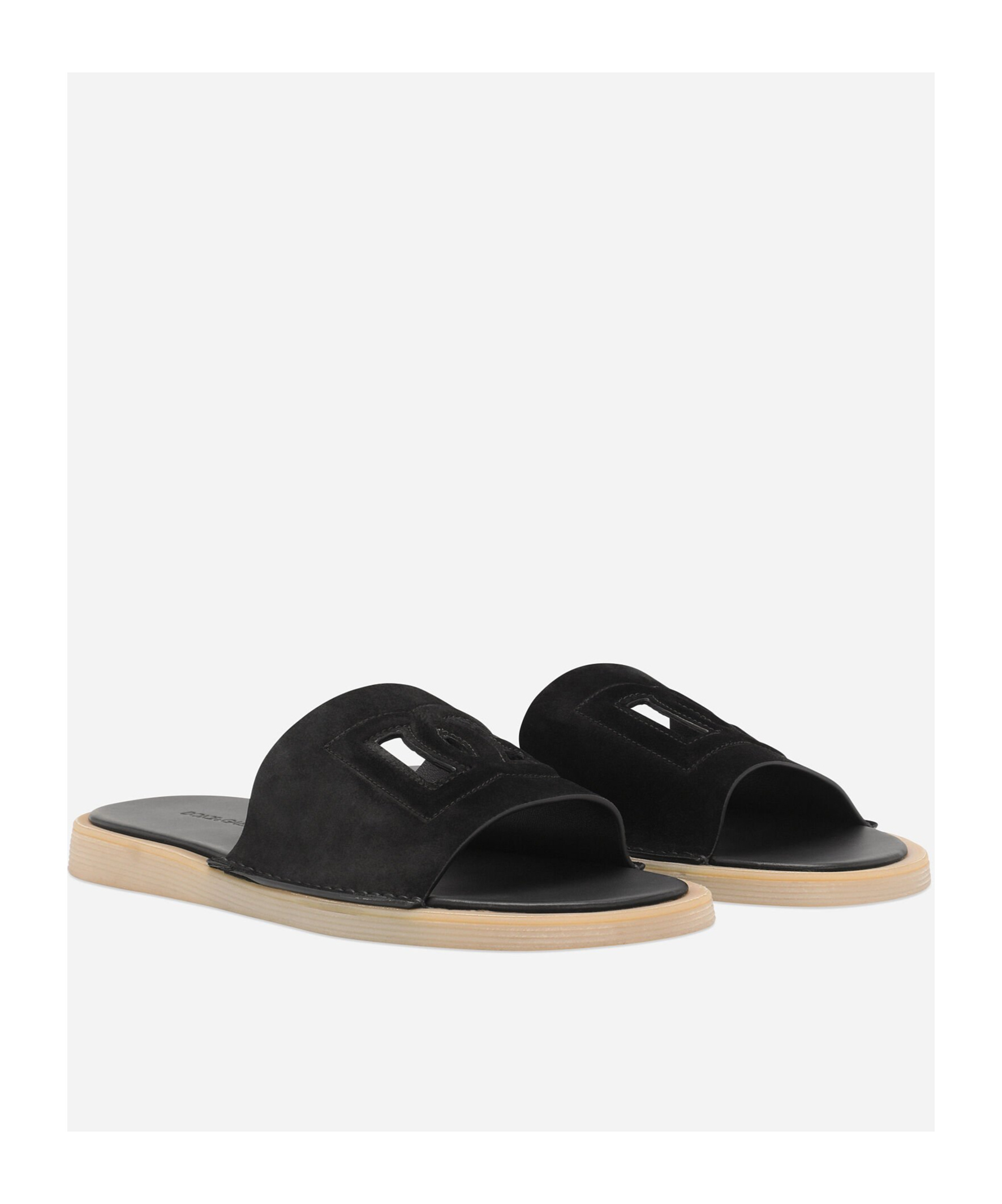 DOLCE & GABBANA DG CUT-OUT SUEDE SLIDES