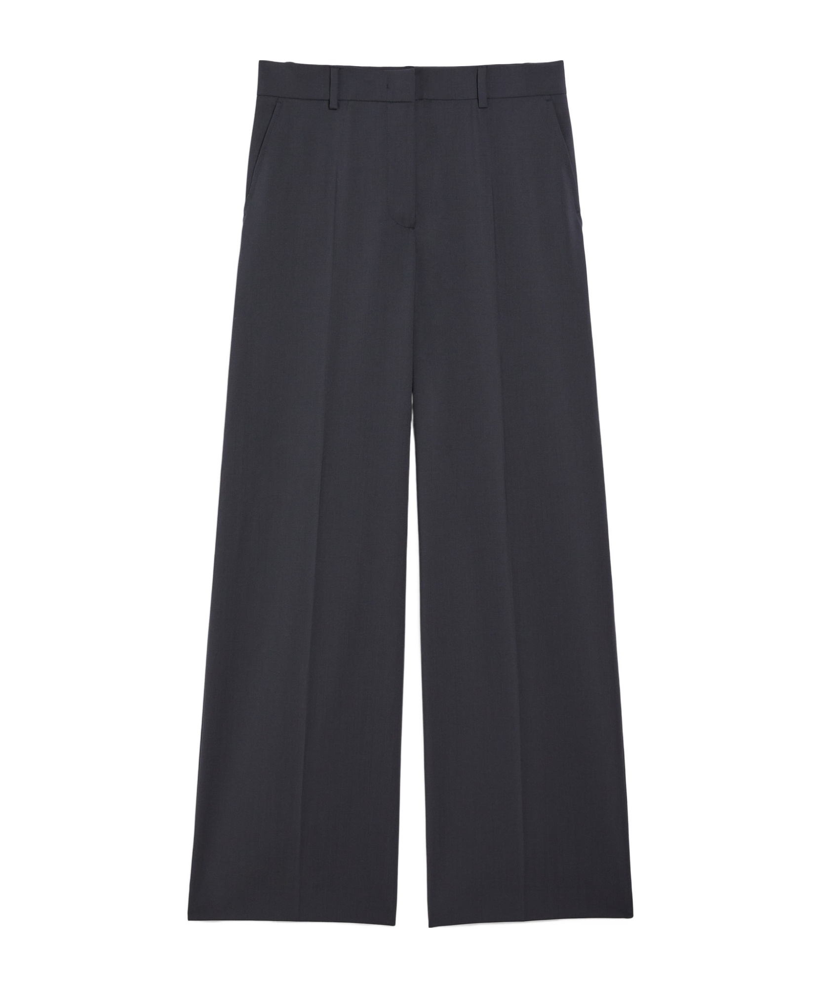 Weekend Max Mara Wool Canvas Wide-leg Pants In Black