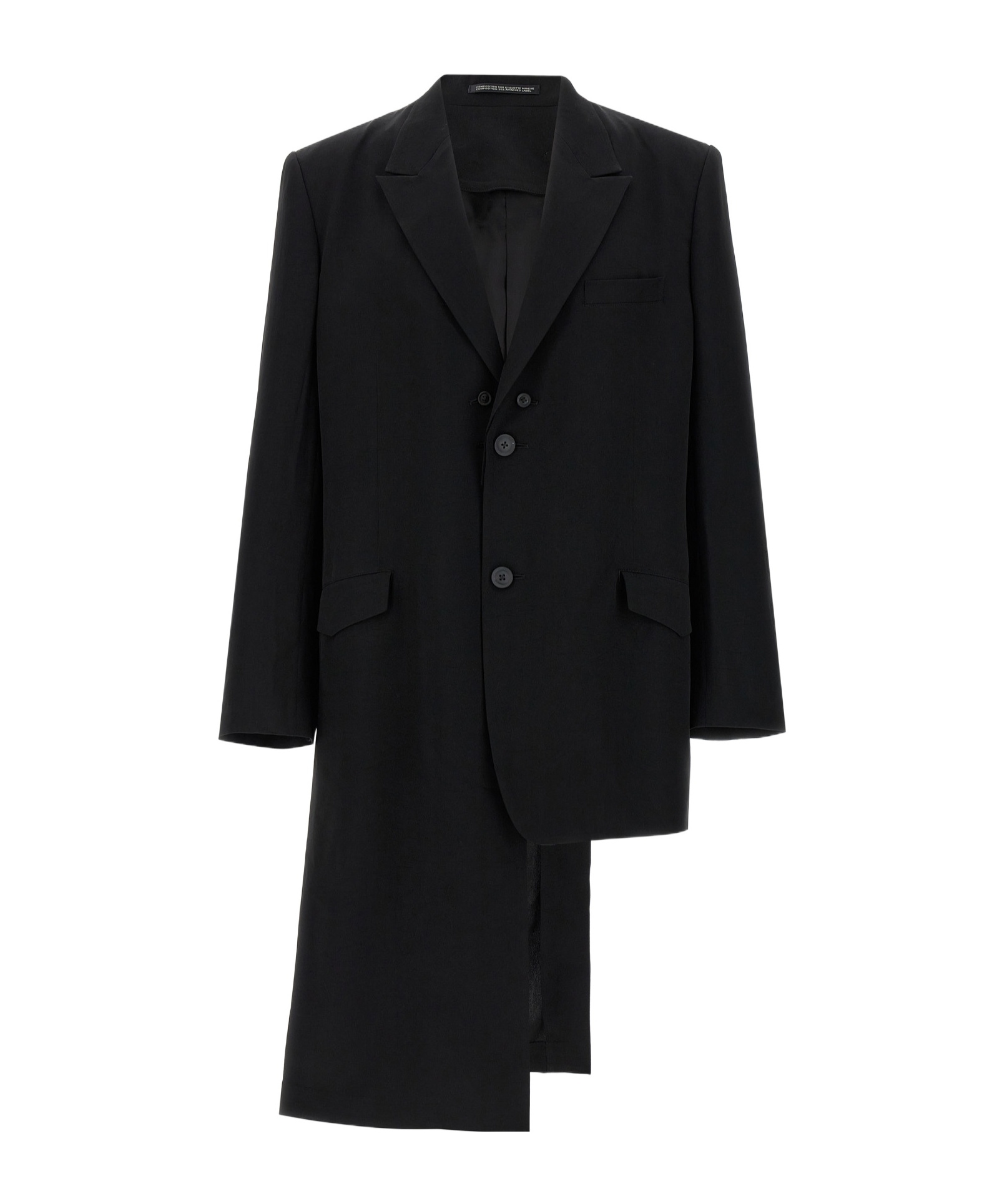 Yohji Yamamoto Asymmetrical Blazer Longline Notched Lapels In Black