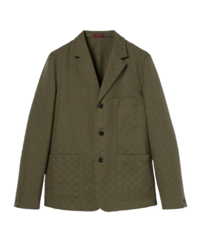 Gucci Cotton Blend Gg Canvas Jacket In Green