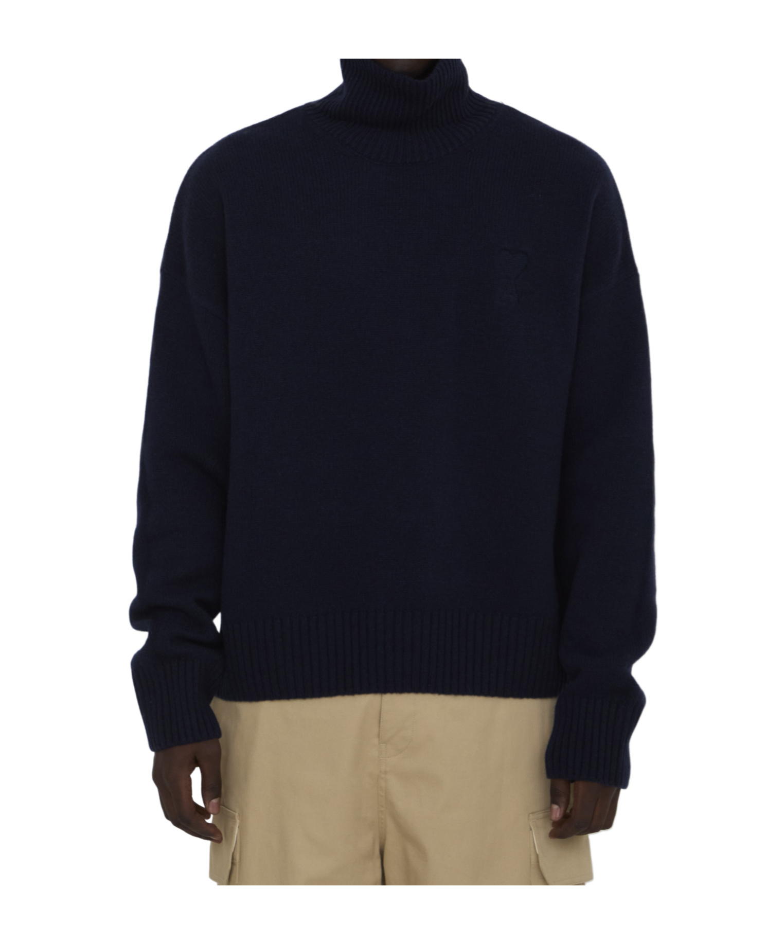 Ami Alexandre Mattiussi Heart Friend Turtleneck Sweater Blend In Black