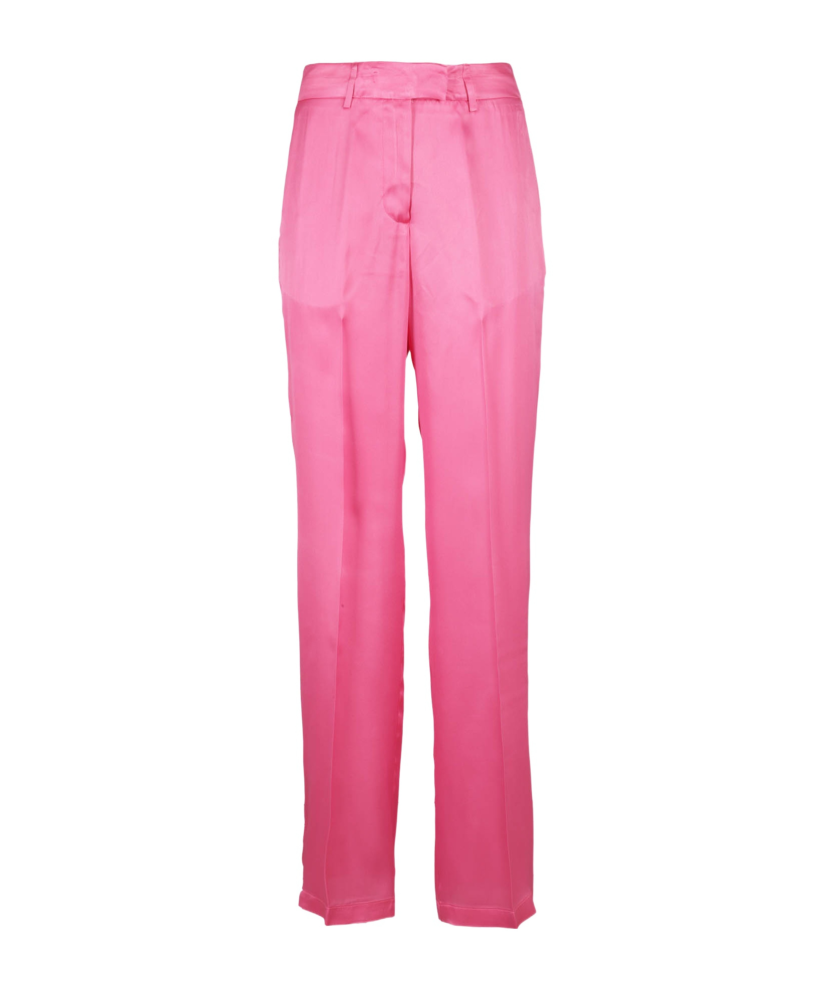 Semicouture Semi Couture High-waist Satin-finish Tonya Trousers With Side Pockets In Pink
