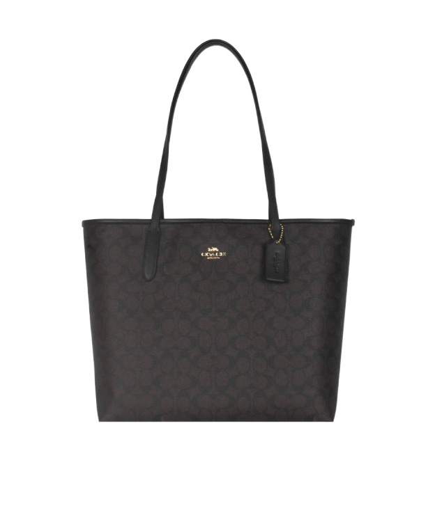 Coach Logo Printed Handbag In Black
