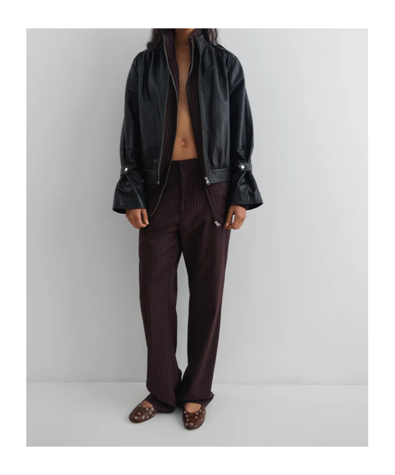 Gimaguas Long-sleeved Leather Jacket In Black