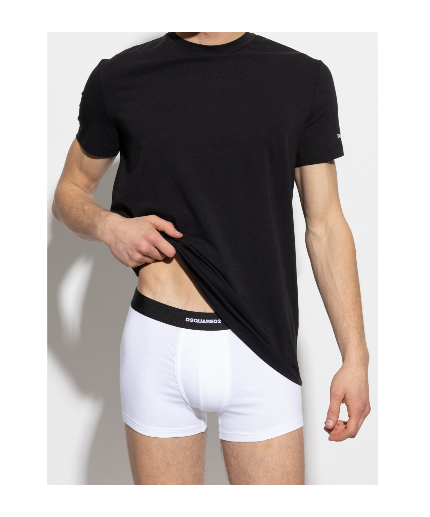 Dsquared2 Logo Printed Two-pack T-shirt In Black